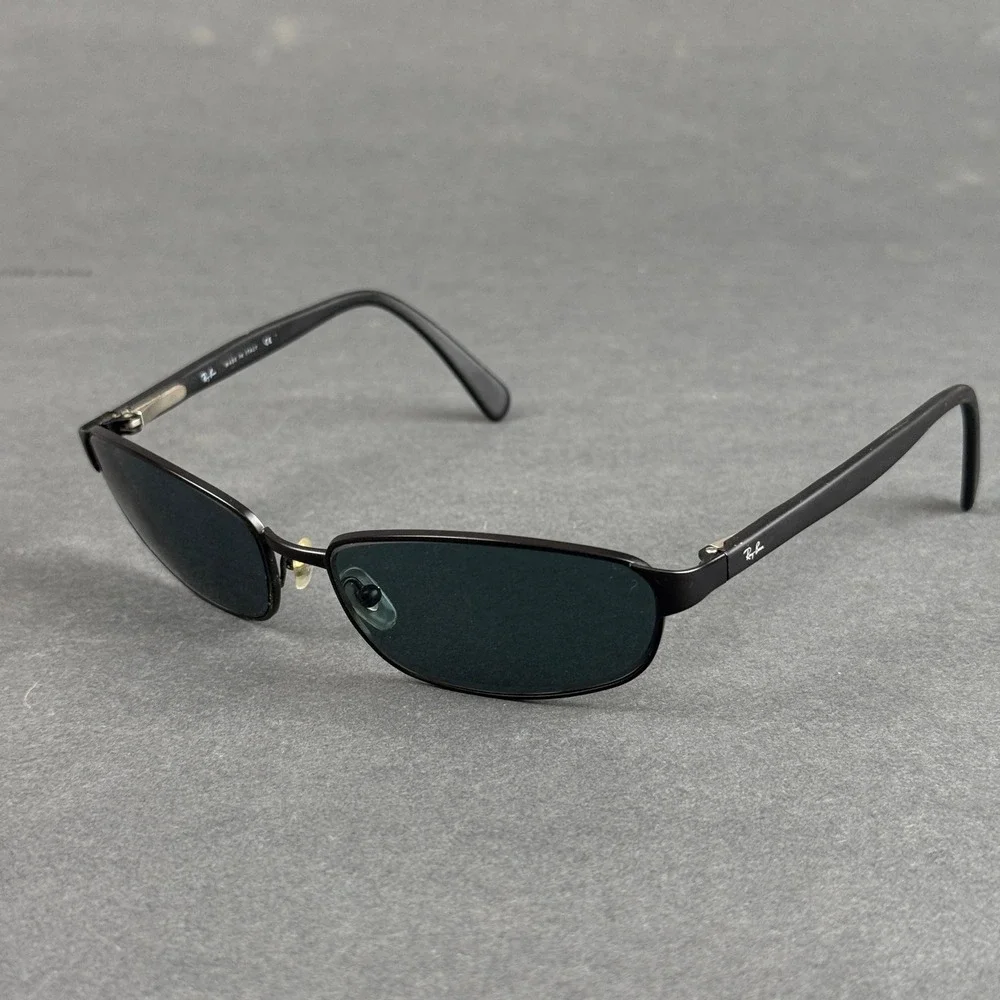 Ray-Ban RB 3247 006 Sunglasses Black Metal Rectangular Made in Italy